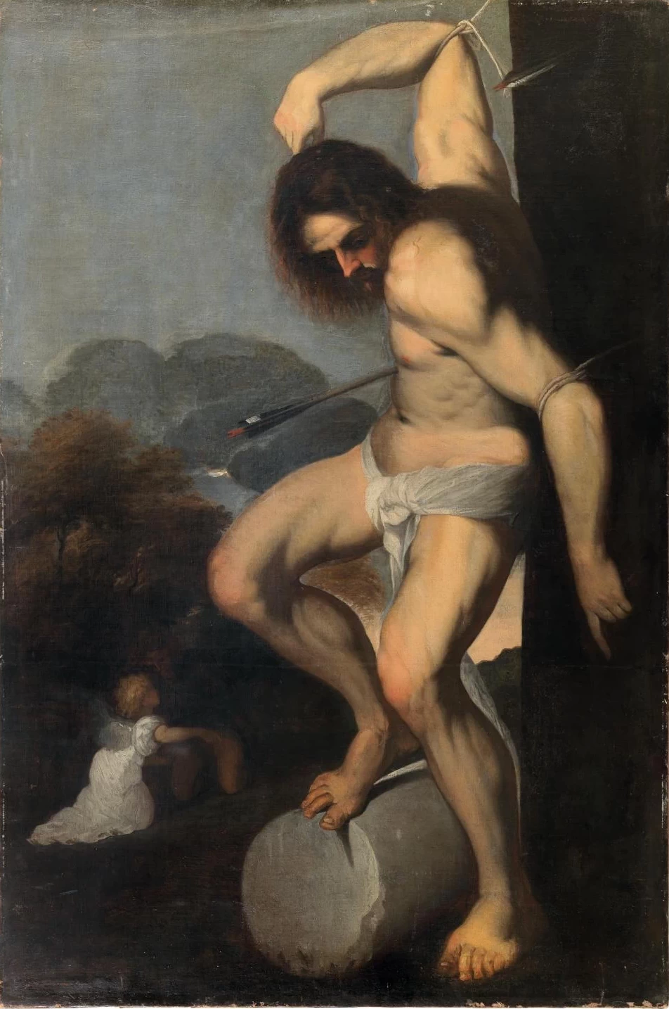 Il Martirio di San Sebastiano, con San Rocco e un Angelo sullo sfondo - copia dal Tiziano